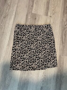 LOFT Leopard Print Mini Skirt in Beige and Black